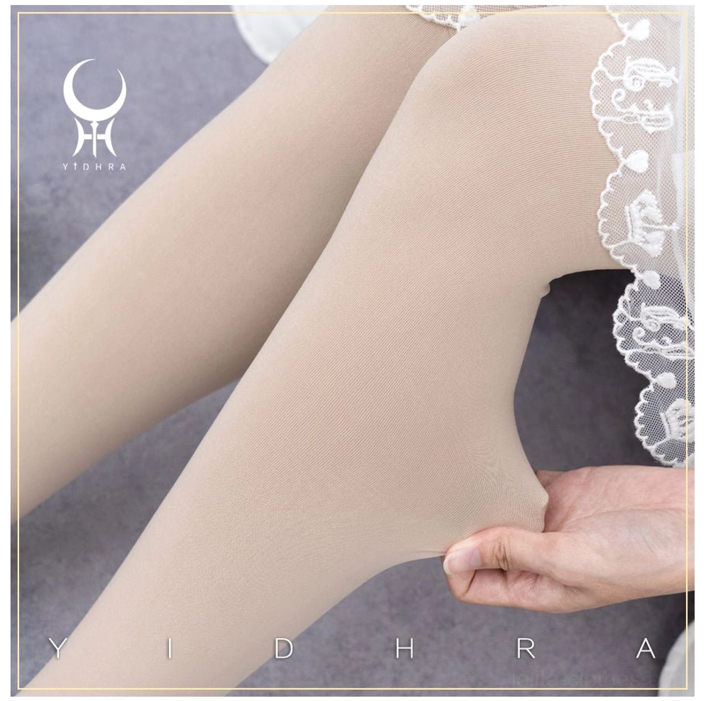 Extra-long 120D white velvet Lolita tights designed for tall wearers in Japanese fashion community elegant leg wear