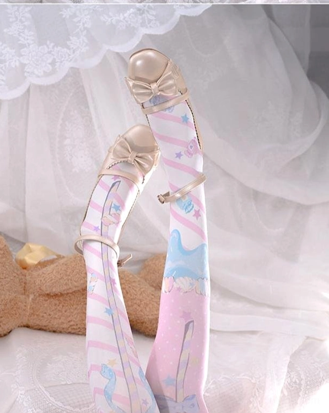 Fairy Kei sweet Lolita printed stockings care instruction and material information velvet construction