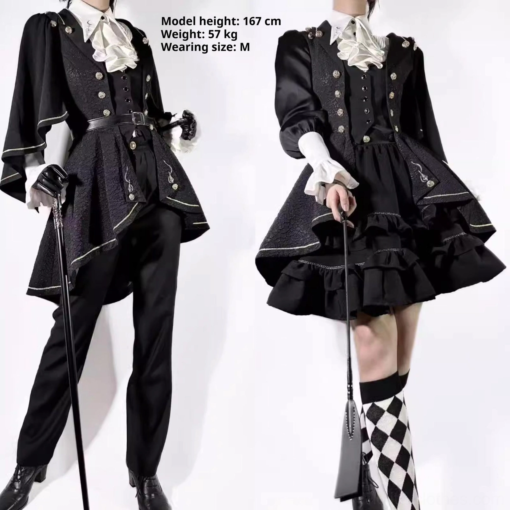 Fallen Moon Rule military lolita color palette options, all available color variations displayed together for comparison