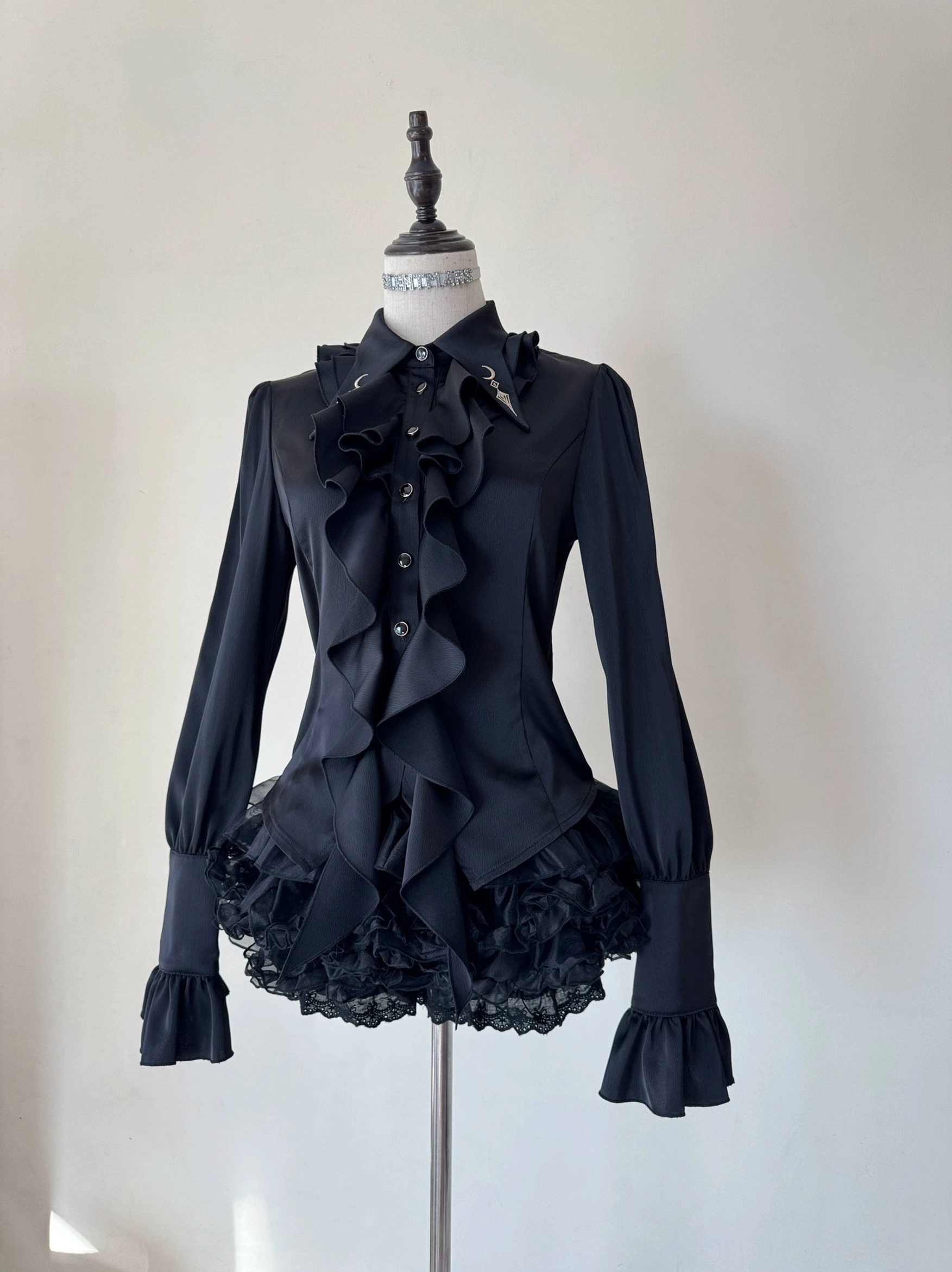 Fallen Moon Rule military lolita detail of jacket pocket or functional design elements, showcasing construction quality