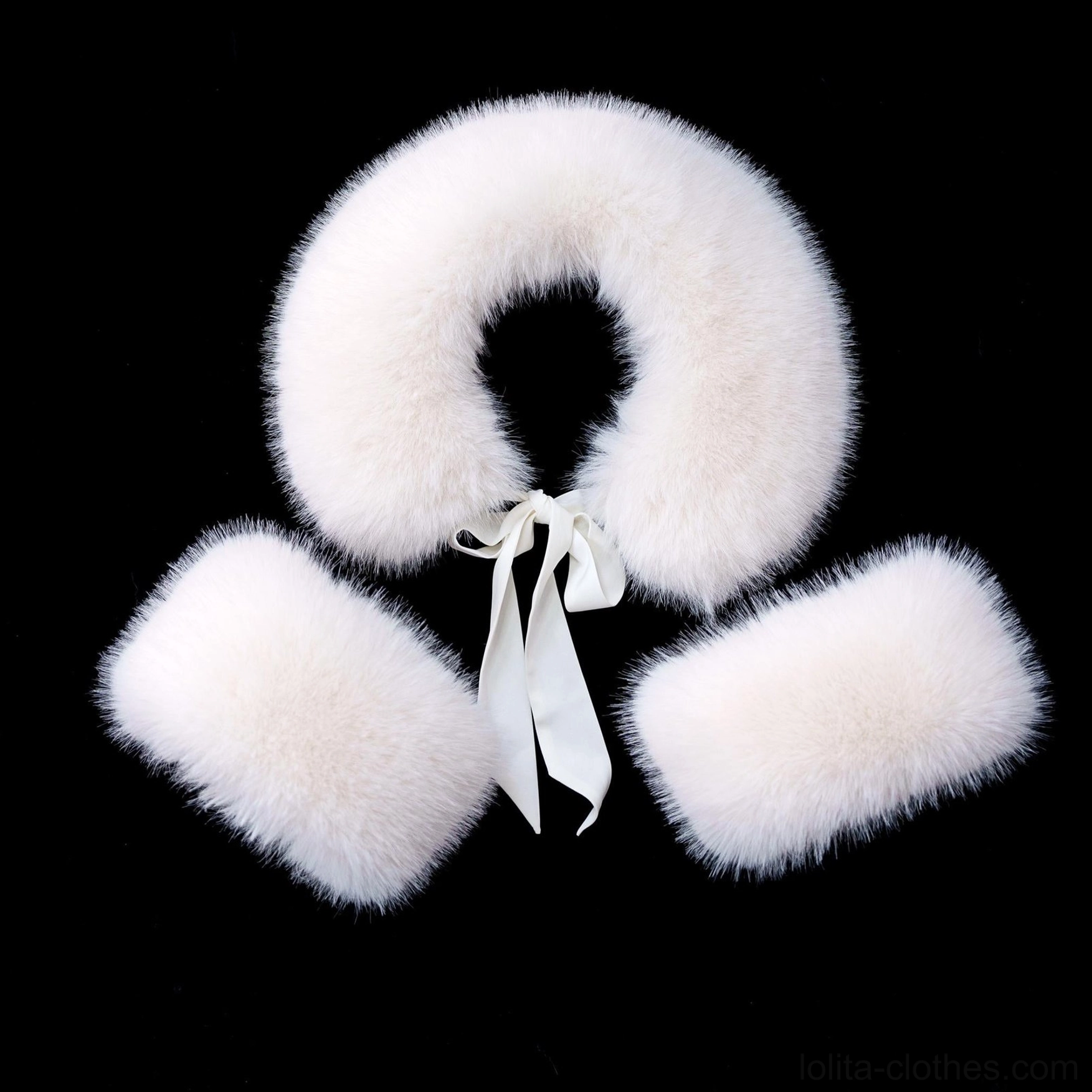 Faux fur collar and cuffs set separate accessory for sweet lolita coat detachable premium plush material optional addition