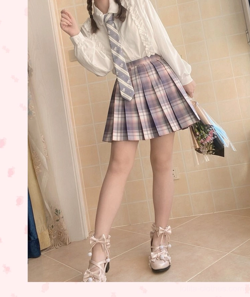 Fine shiny cream mid-heel Lolita Mary Jane shoes with glossy finish, butterfly pom-pom bow, and cross ankle strap, displayed on neutral background showing design elements