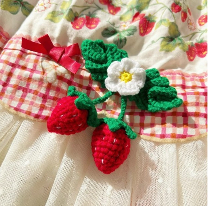 Finished hand-crocheted strawberry brooch lolita accessory artisan handmade