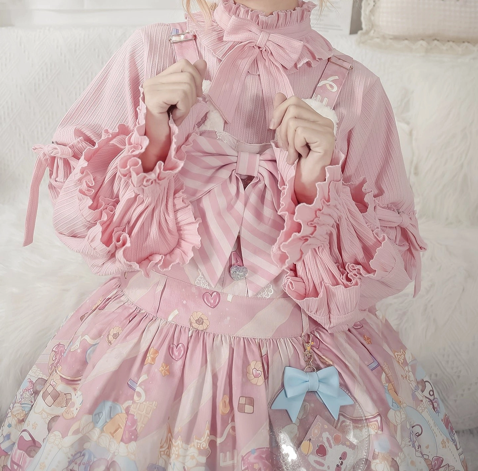 First snow sweet lolita inner blouse back view showing construction details and sleeve placement