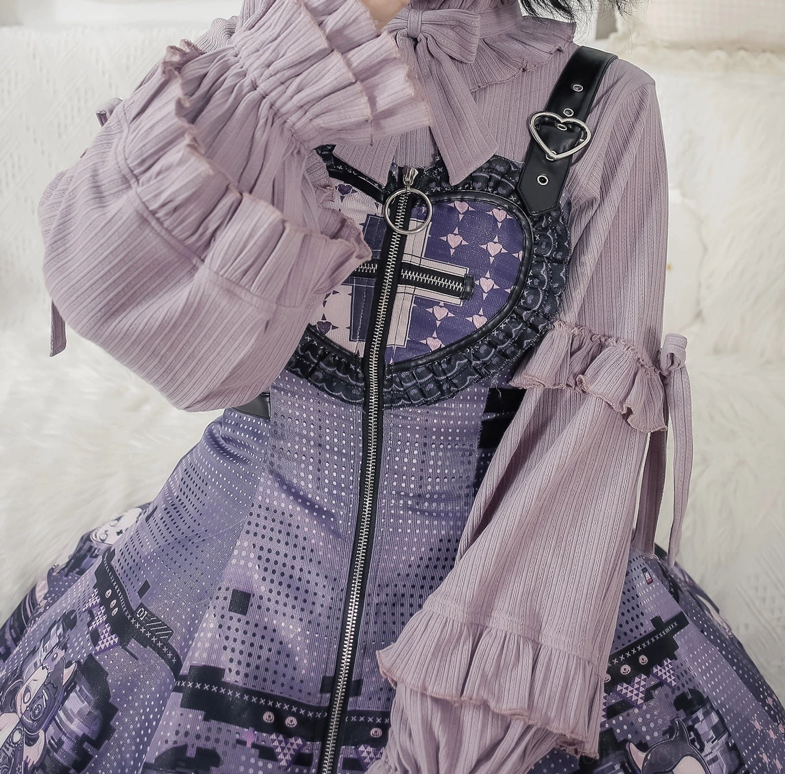 First snow sweet lolita inner blouse fabric drape and fit showing stretchy comfortable wear all-day comfort