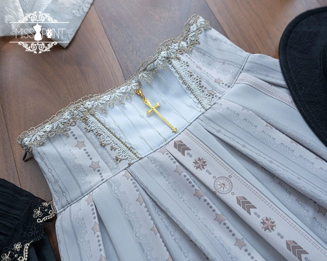 Fishbone gothic lolita skirt autumn winter seasonal atmospheric mood dark color palette