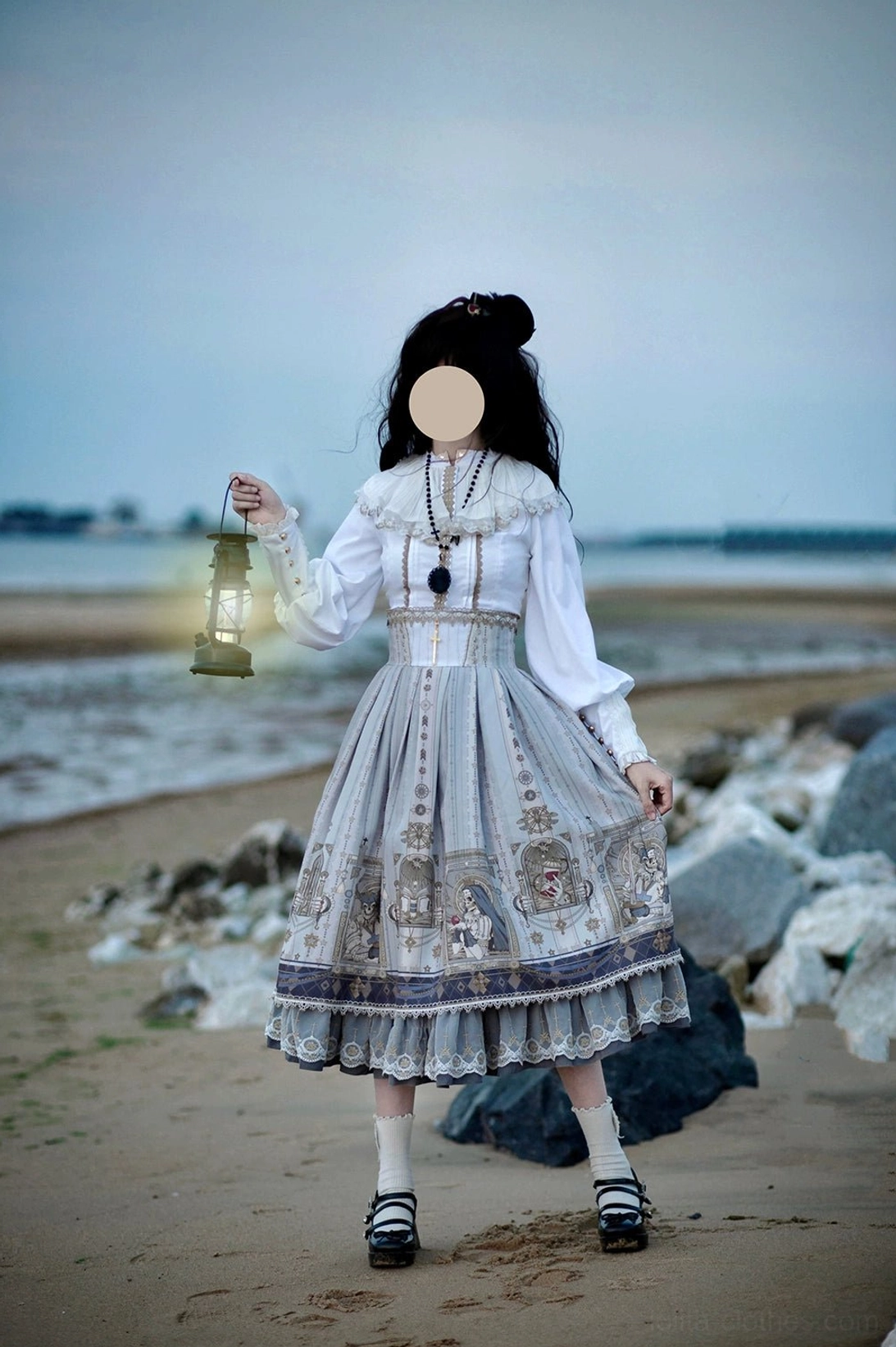 Fishbone gothic lolita skirt custom length option shortening measurement guide length customization