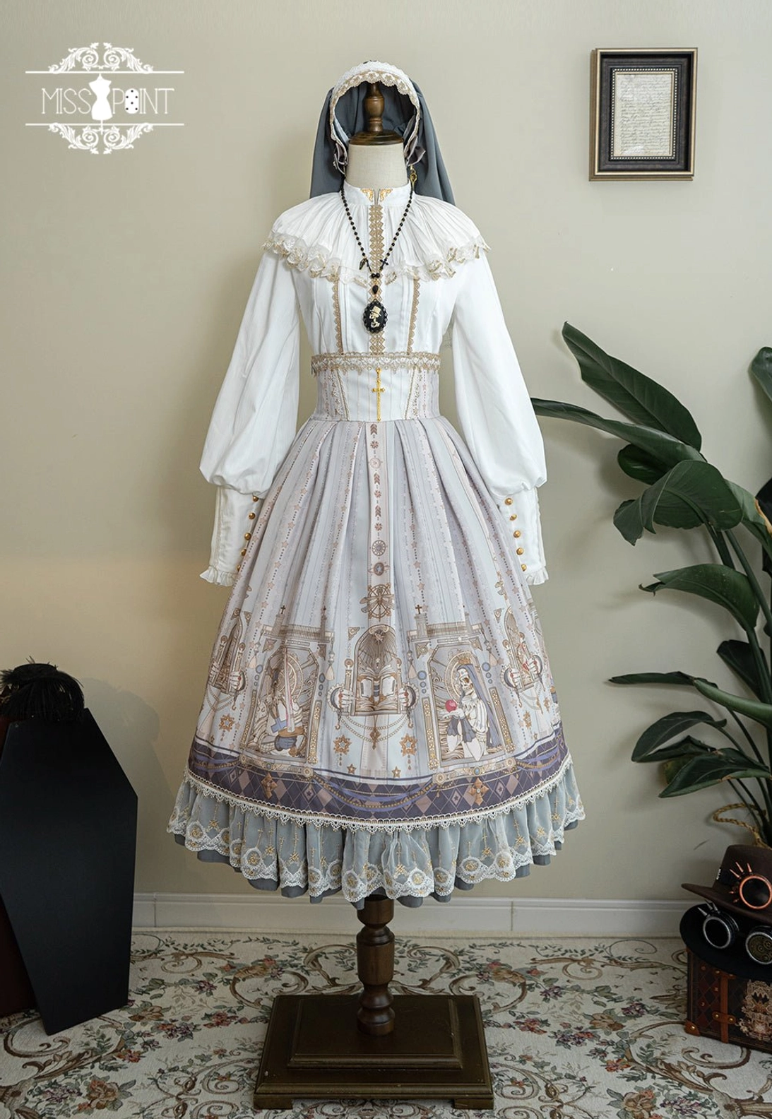 Fishbone gothic lolita skirt gray color variant versatile neutral pairing all blouse colors