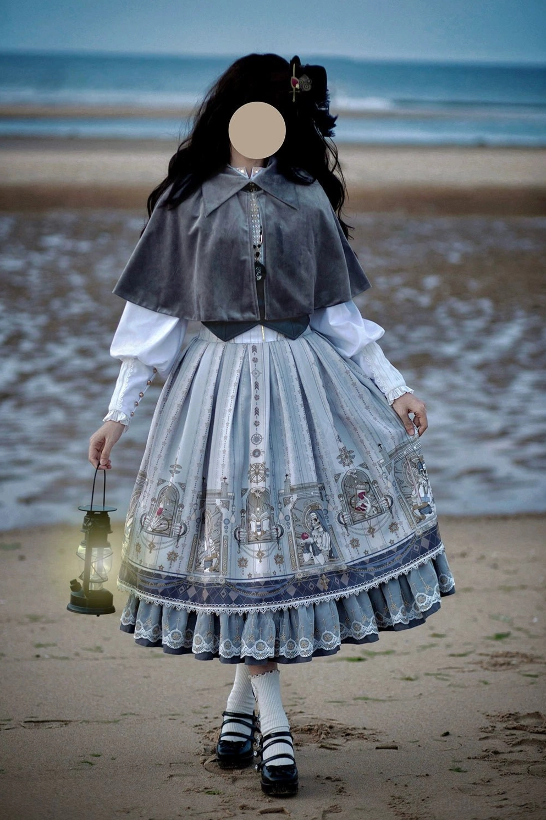 Fishbone gothic lolita skirt Halloween event costume dark romance aesthetic seasonal wear