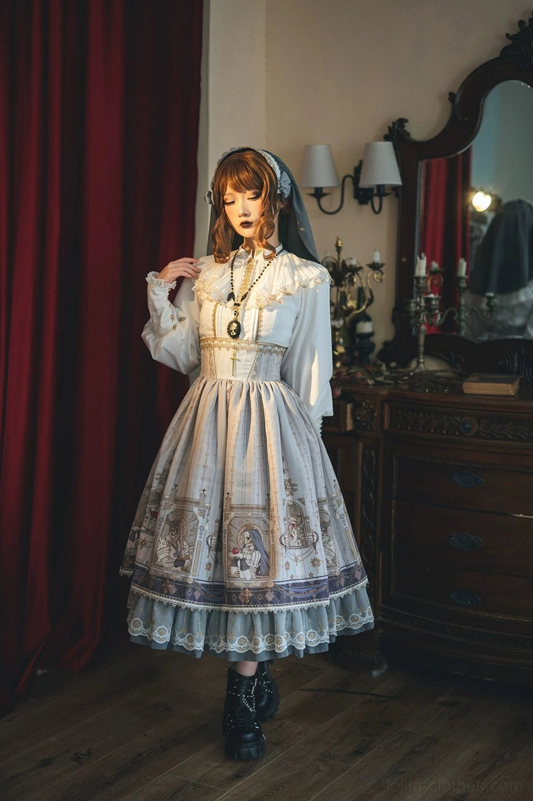 Fishbone gothic lolita skirt what is included cross pendant care instruction card contents
