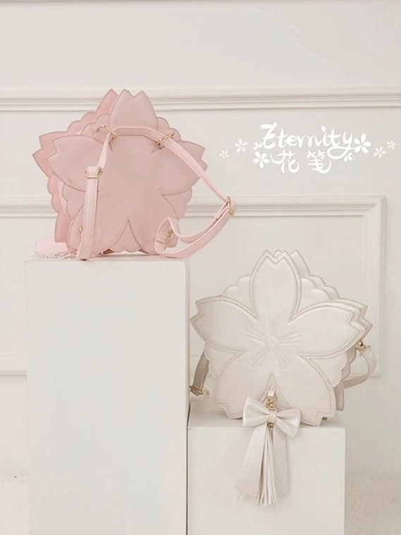 Flat surface sakura cherry blossom lolita handbag streamlined sleek styling understated elegance design alternative