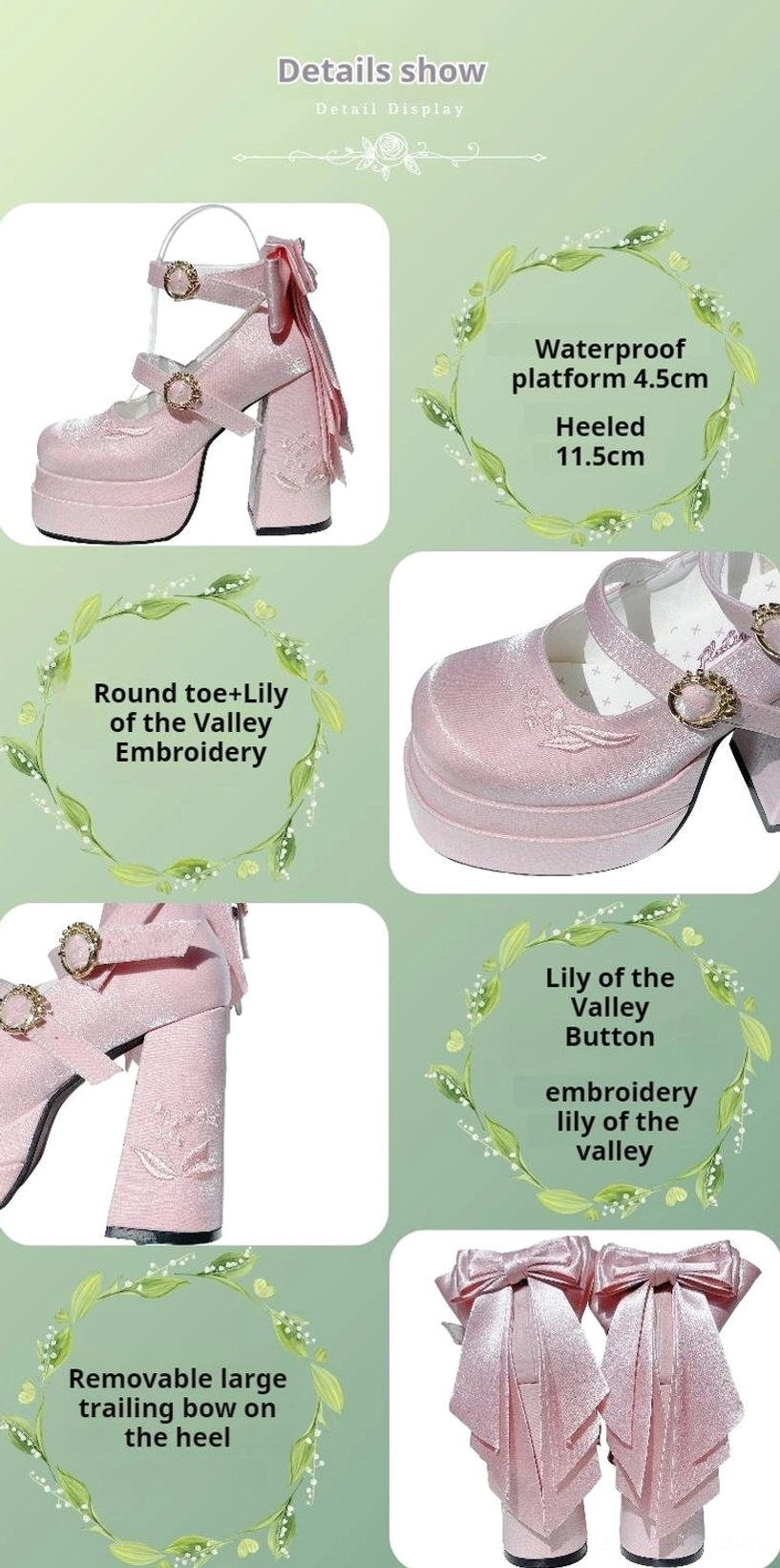 Floating dream lily lolita platform Mary Jane heels complete product overview and brand promise of quality craftsmanship, elegance, and romantic fantasy in every pair