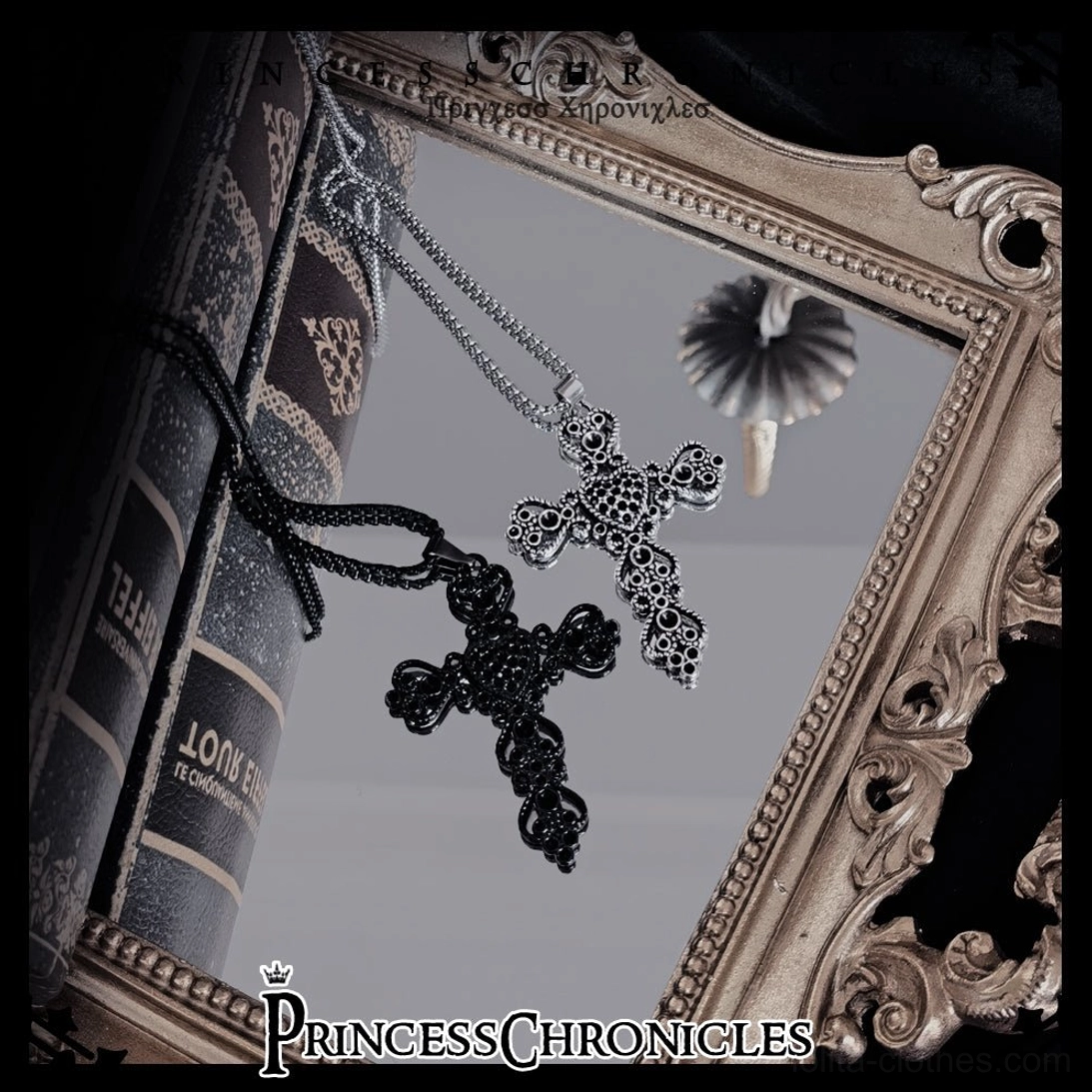 Floating Phantom gothic cross necklaces collection silver black filigree pendant ouji lolita accessories
