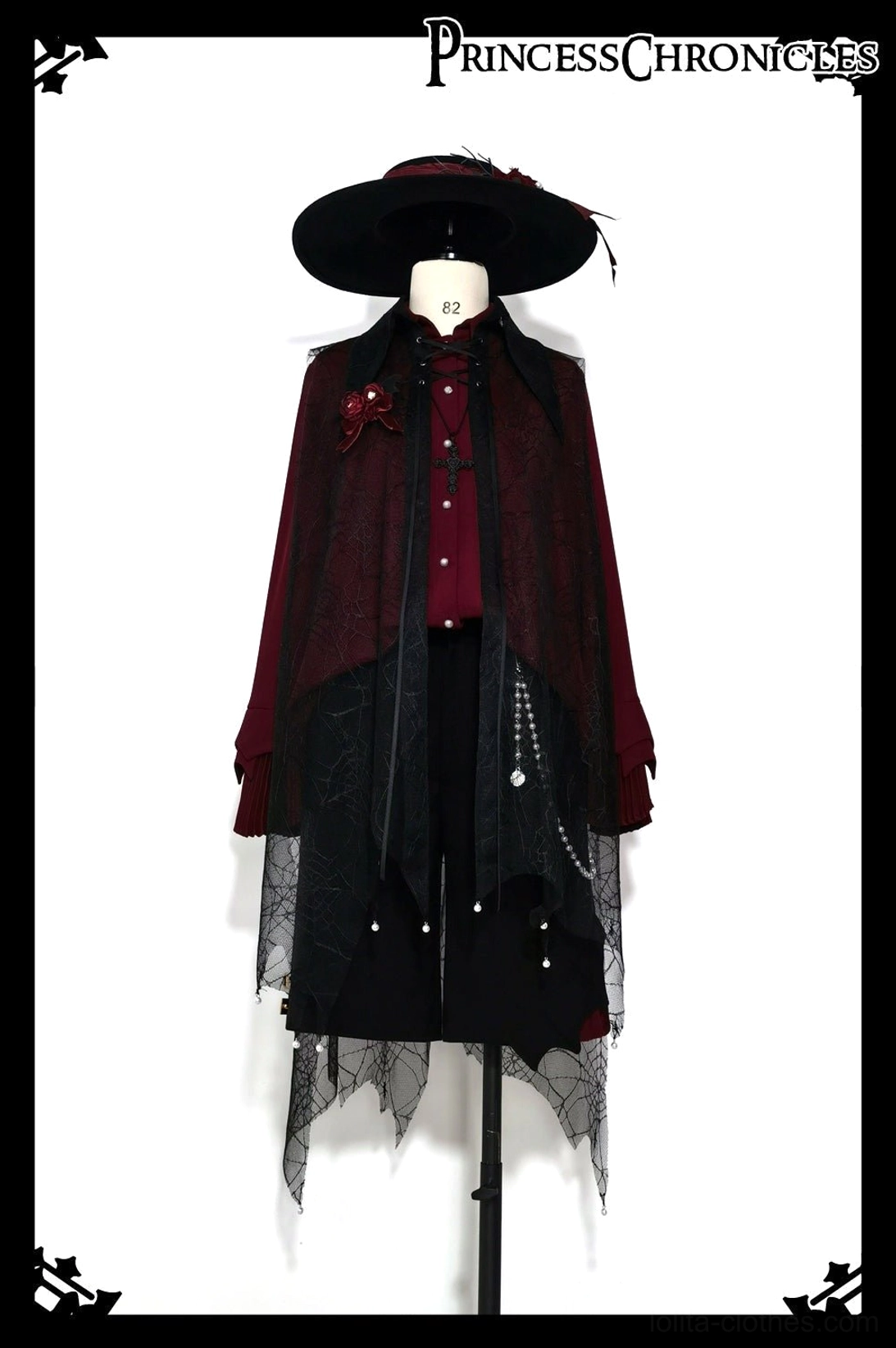 Floating Phantom full gothic ouji lolita mannequin display outfit styling feathered hat layered outerwear