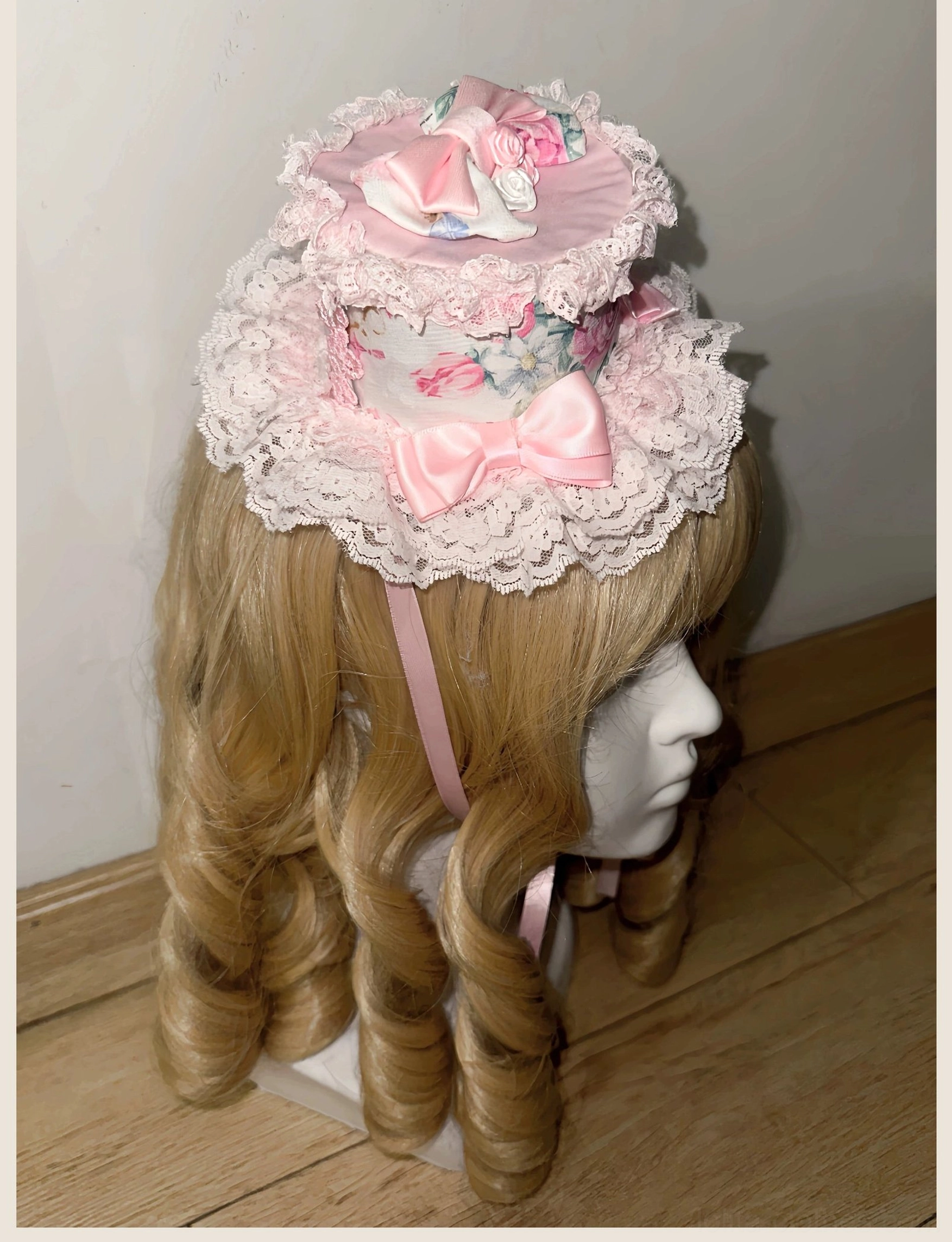 Floral old school Lolita JSK dress blouse sizing chart showing optional pairing blouse measurements and dimensions