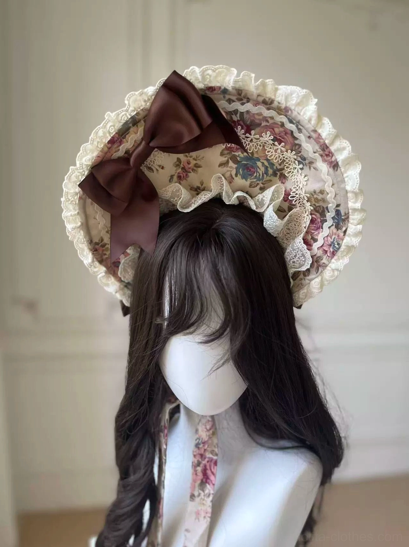 Floral Reverie Old School Lolita matching decorative bonnet hat accessory coordinating lolita outfit complete
