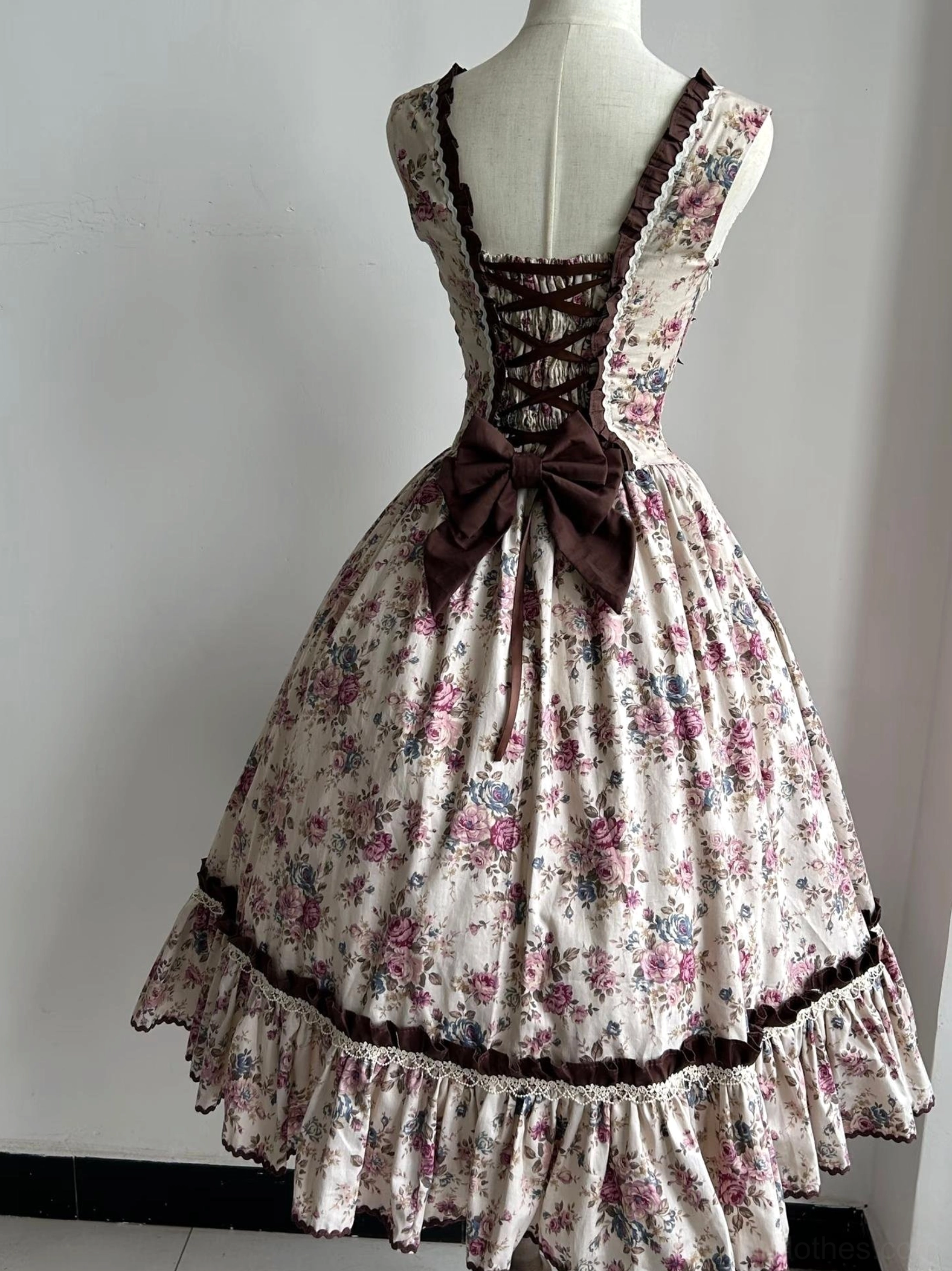 Floral Reverie vintage Lolita dress long JSK version graceful dramatic flounce hem ethereal presence