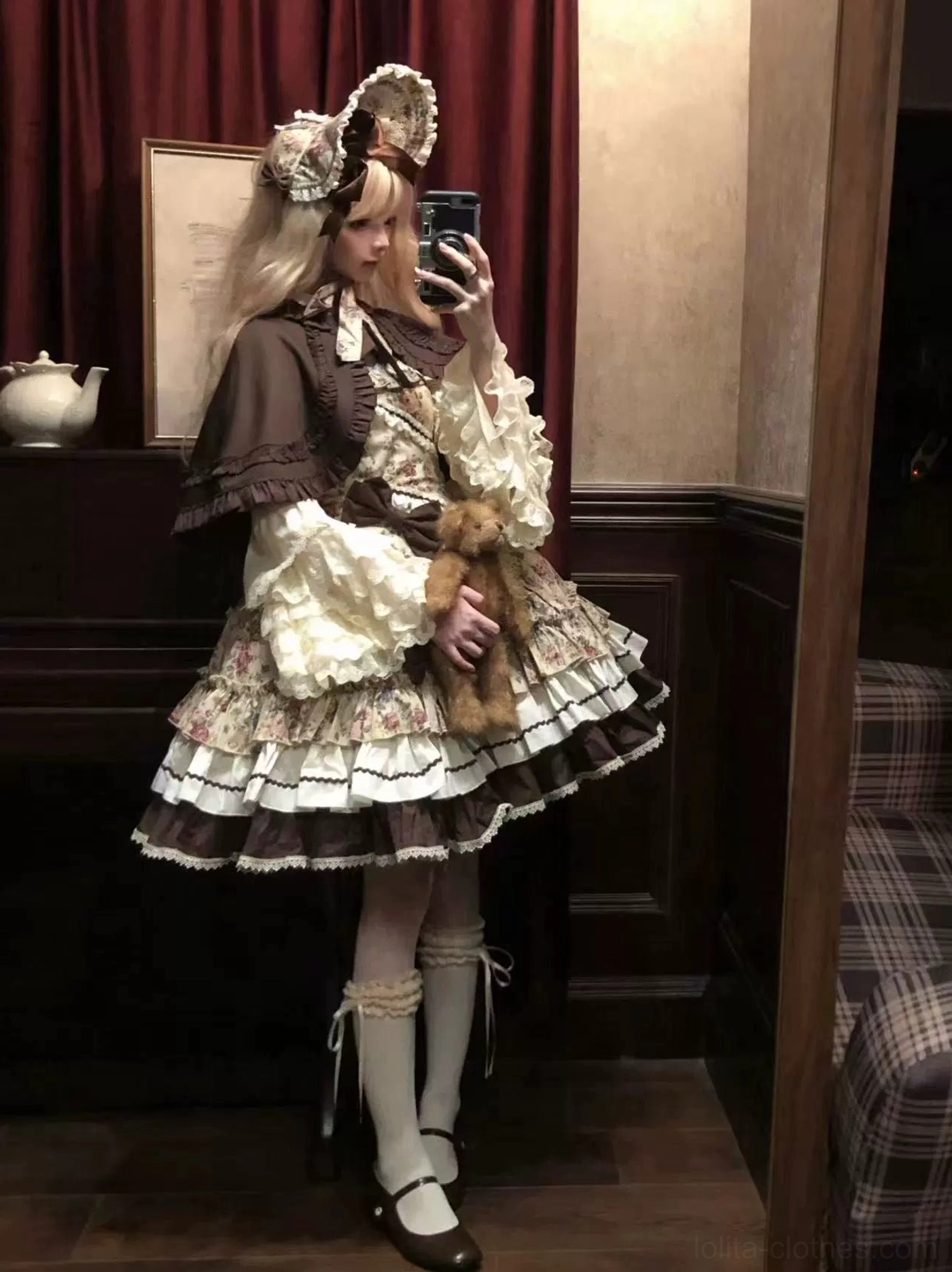 Floral Reverie Old School Lolita JSK material composition cotton lining dense combed TR cape blend fabric quality