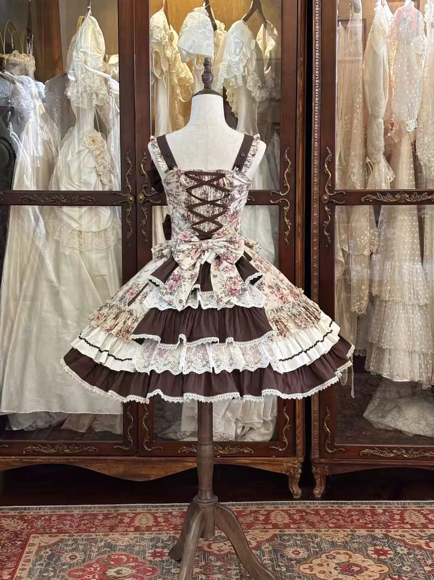 Floral Reverie Old School Lolita JSK short version playful volume multi-layered skirt construction flounce hem