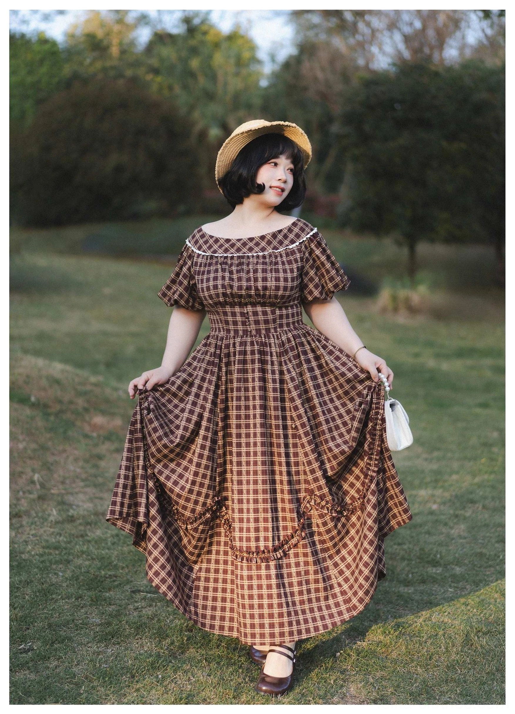 Classic Lolita OP dress drawstring back adjustment system detail showing customizable fit feature