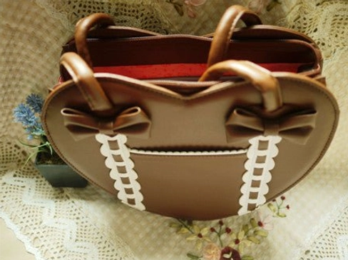 Full brown heart-shaped Lolita tote bag earth tone versatile color option neutral pairing