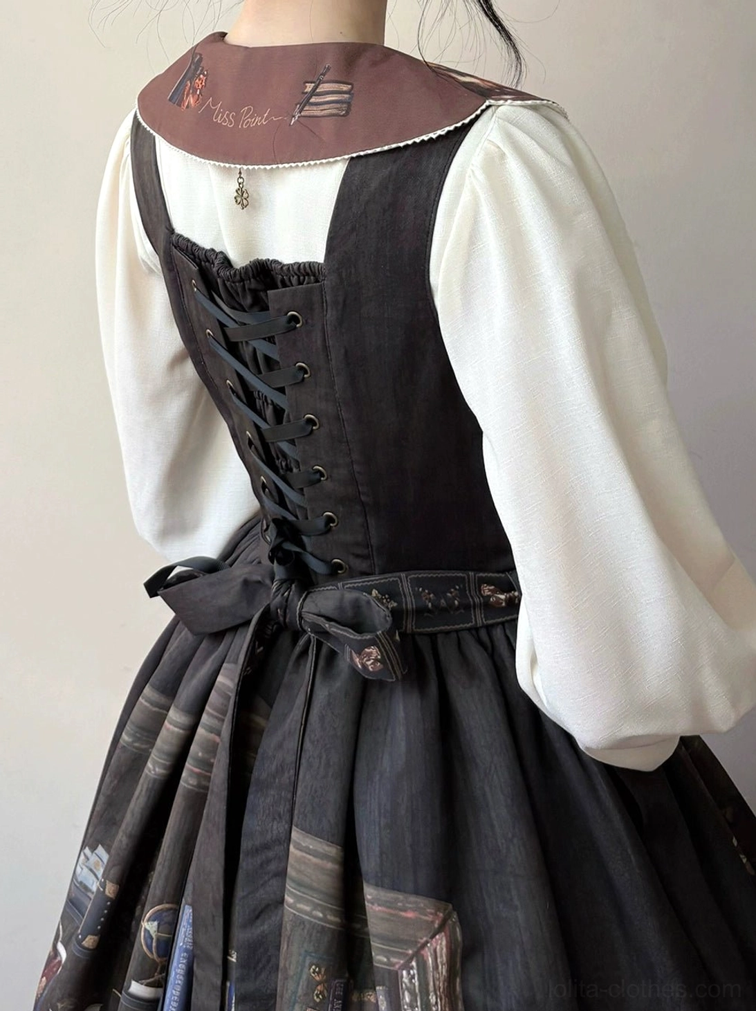 German Bookshelf Lolita jumper skirt butterfly printed waistband signature design feature