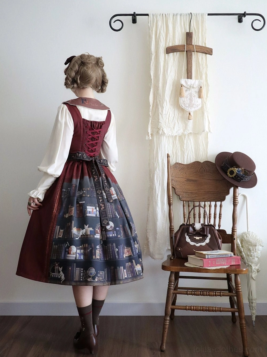 German Bookshelf Lolita jumper skirt cardigan layering autumn winter warmth