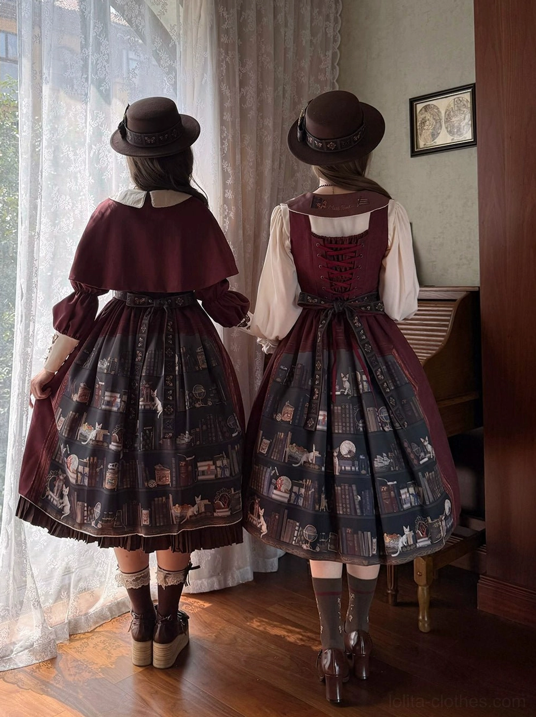 German Bookshelf Lolita jumper skirt material cotton-like printed fabric specifications