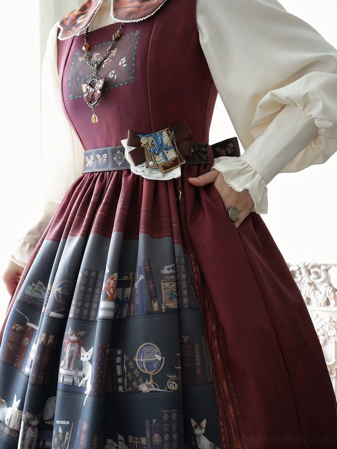 German Bookshelf Lolita jumper skirt vintage shoes leather flats footwear coordination