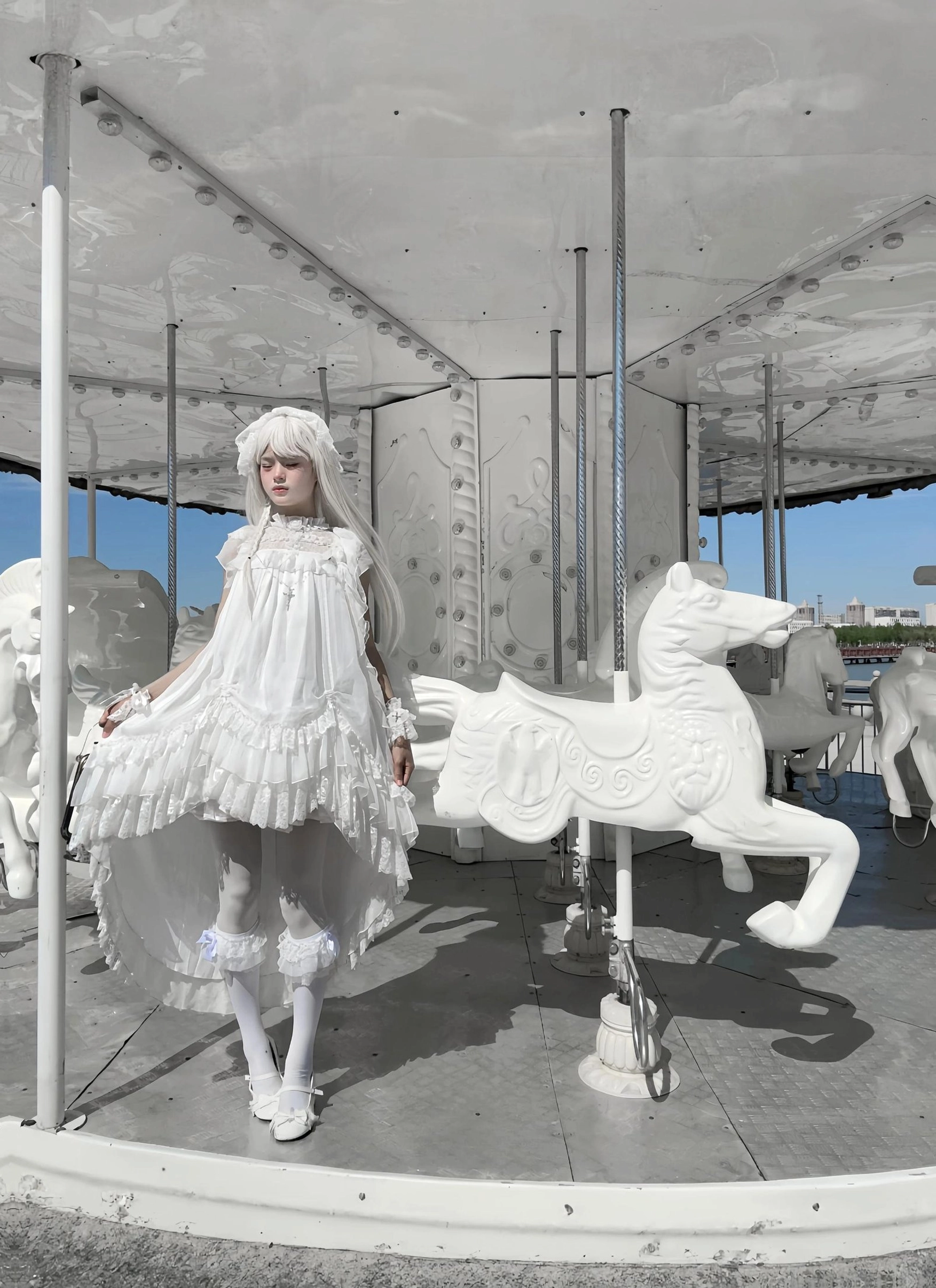 Lolita petticoat styling guide showing recommended tulle petticoat height measurements for ghost jellyfish OP dress silhouette