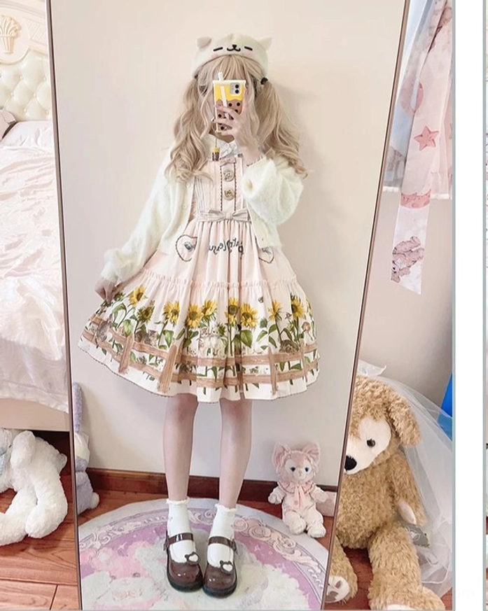 Ginger yellow lolita blouse variant with ruffled details designed to coordinate with JSK dress