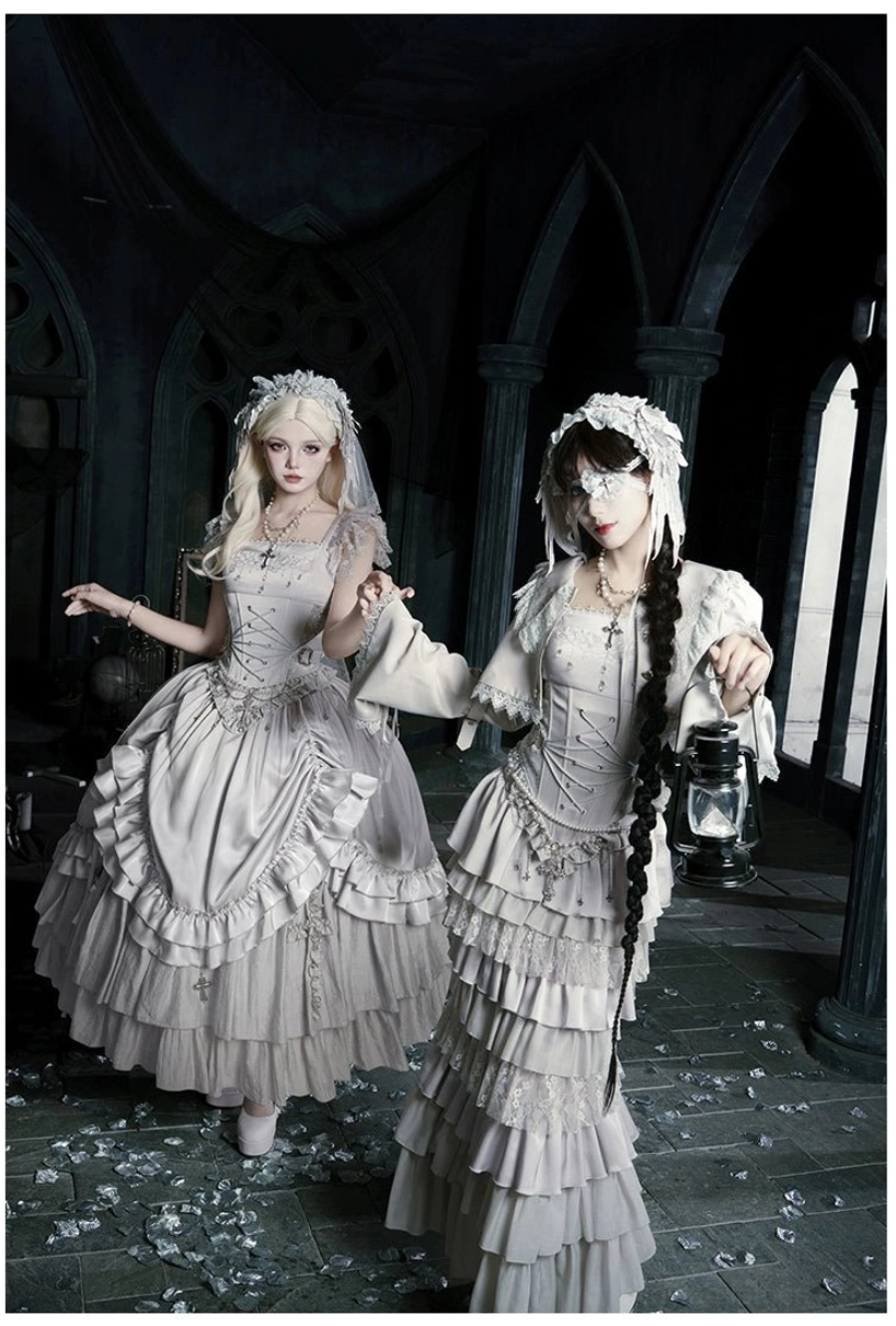 Gothic lolita acetate double crepe fabric texture detail showing luxurious material hand-feel breathable properties