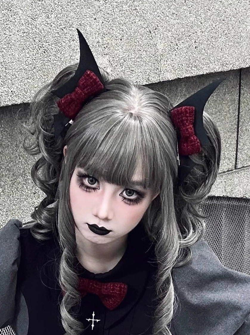Bat clip hair accessory pair gothic lolita styling separate purchase decorative element