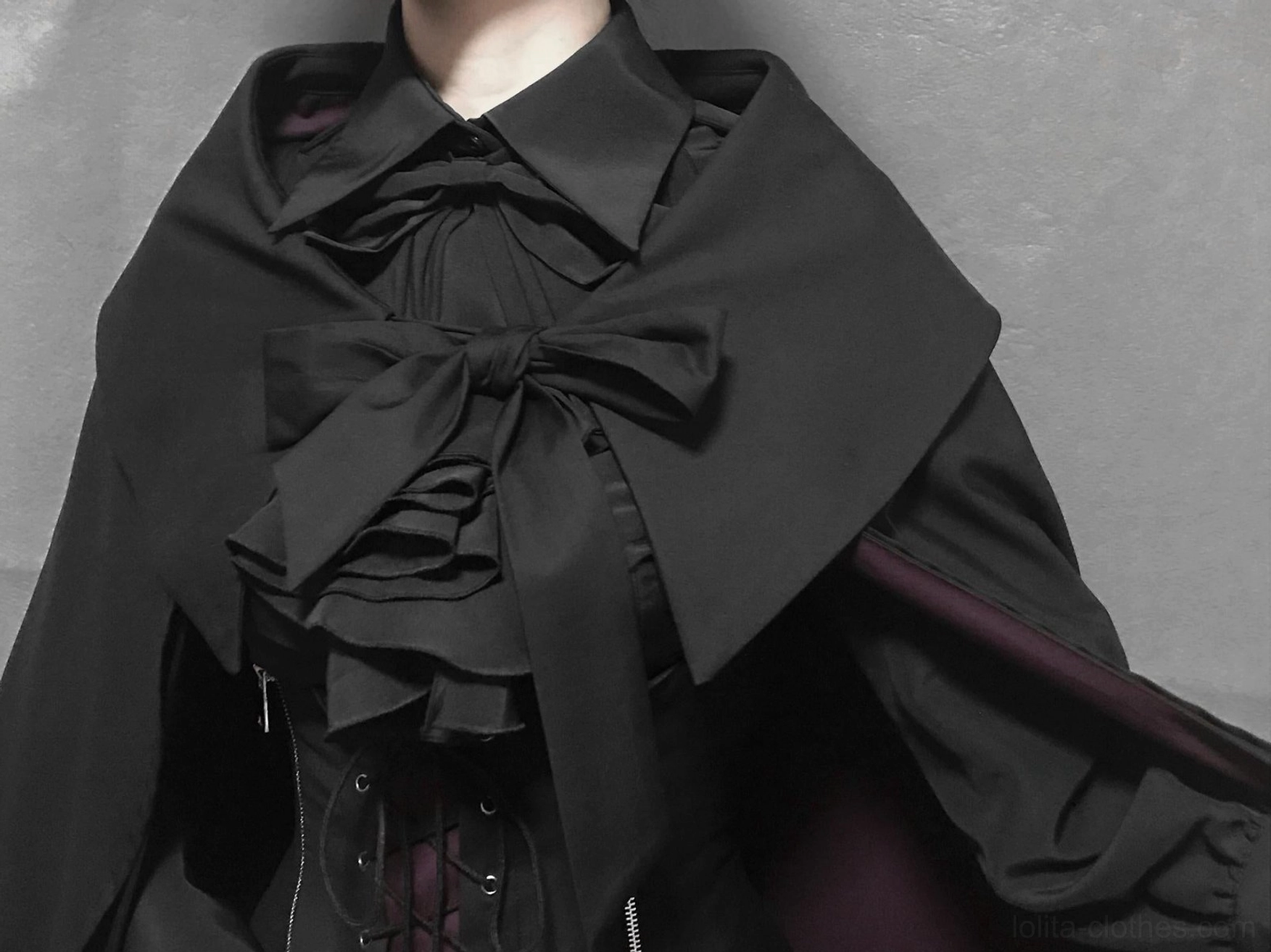 Gothic Lolita bat-wing hem skirt silhouette showing dramatic wing-like construction and movement