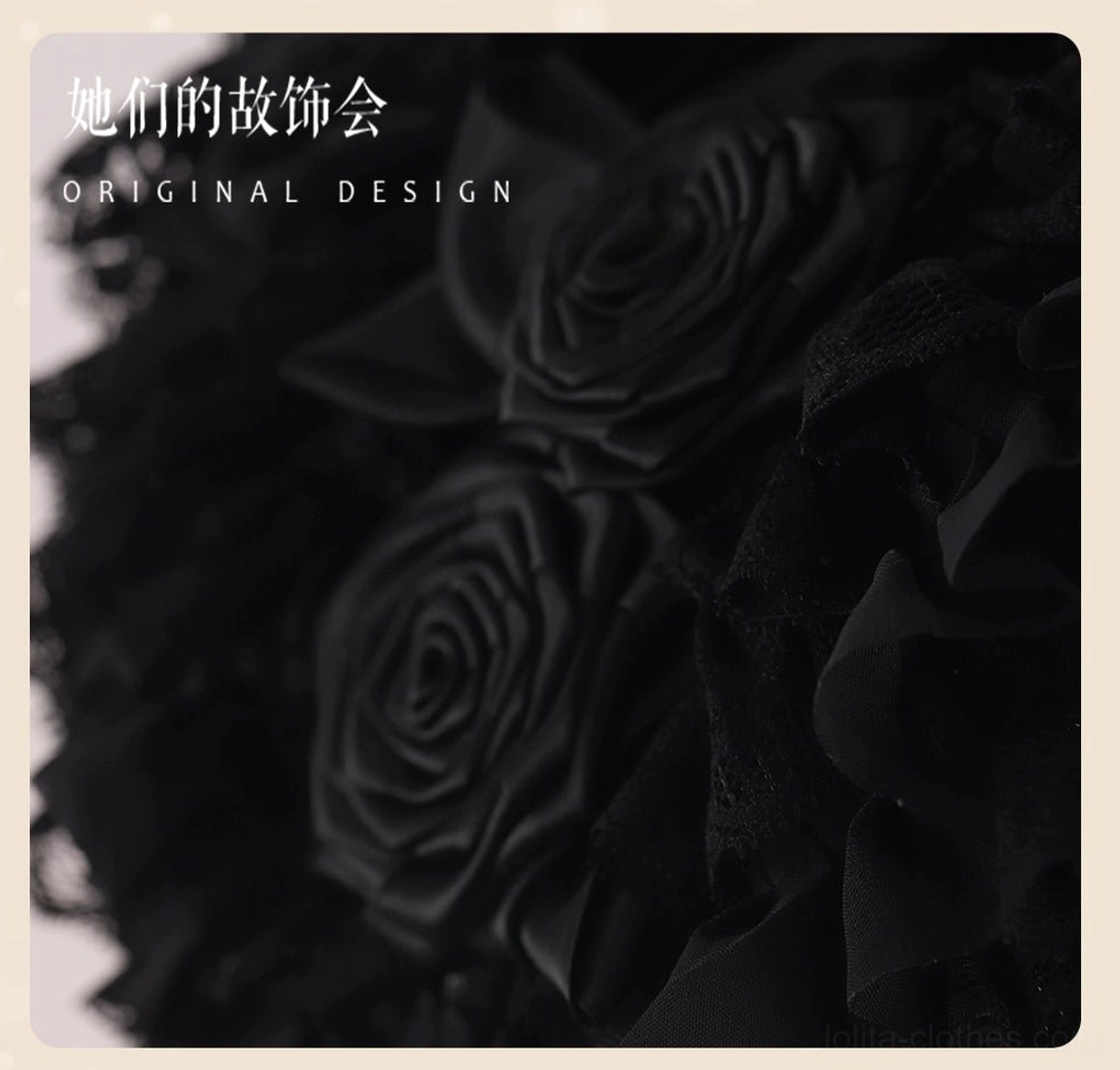 Gothic Lolita black bonnet hat styling inspiration and color detail reference for alternative fashion coordination and lolita aesthetic wear
