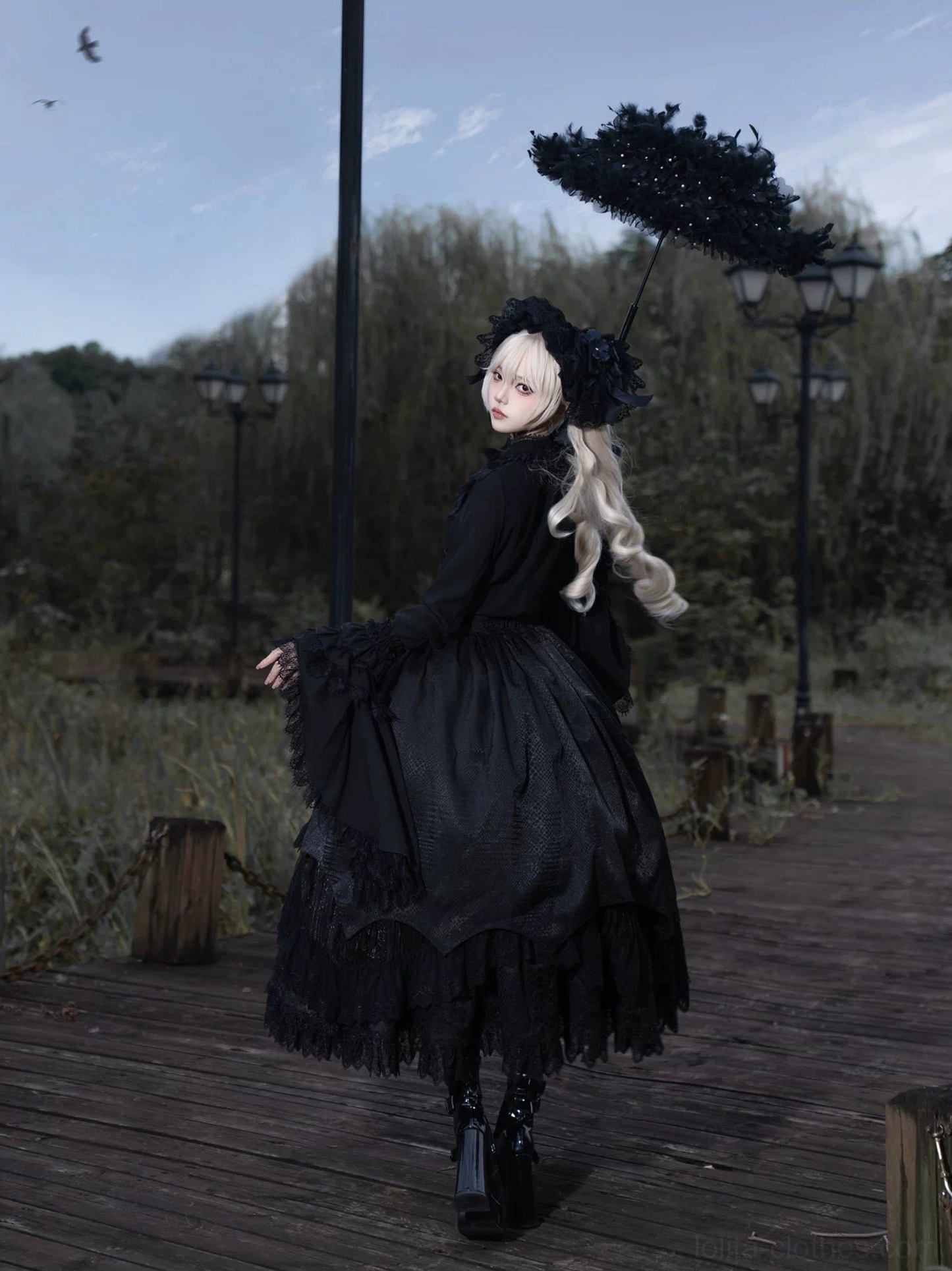 Gothic Lolita blouse detachable handcrafted jabot multi-layer ruffled lace jab removable detail