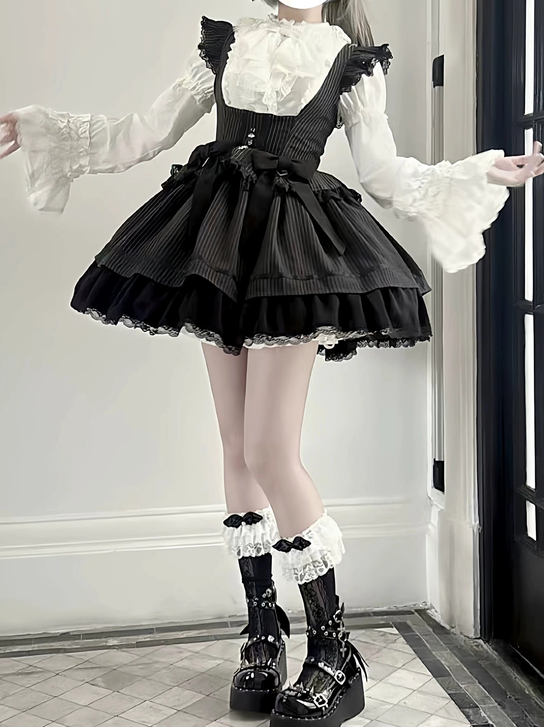 Gothic lolita blouse styling guide with detachable flared sleeves showing coordinate options