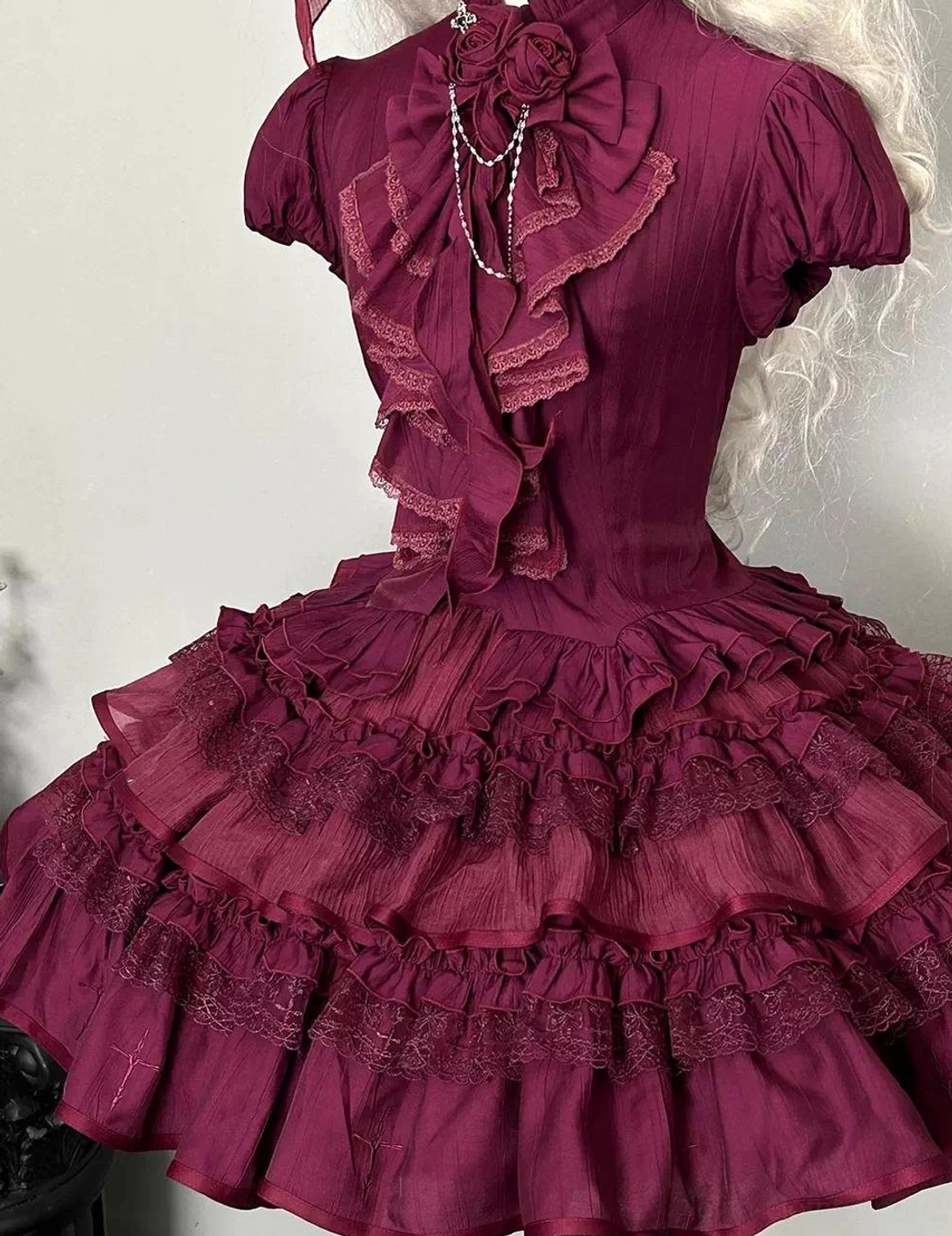 Dragon Bone Cemetery Gothic Lolita blouse fabric texture detail tencel chiffon material quality wrinkled finish vintage aesthetic