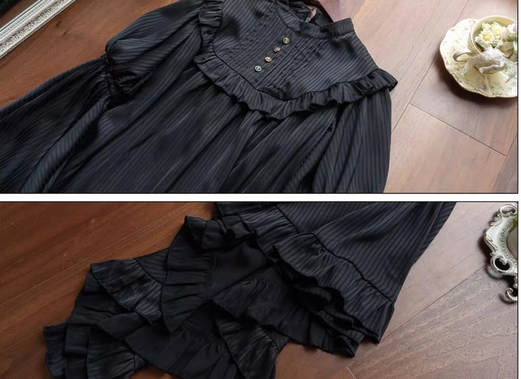 Gothic lolita princess sleeve blouse back hidden zipper feature for comfortable wear without compromising front aesthetic design