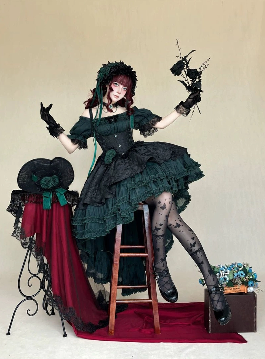 Gothic Lolita JSK dress petticoat styling recommendations showing volume and shape with 11.8 inch 30cm petticoat for optimal silhouette