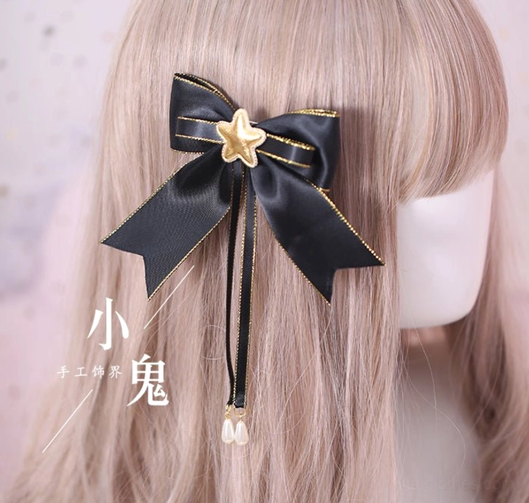 gothic lolita bow hairclip matcha color multilayer beads kc soft green aesthetic lolita style