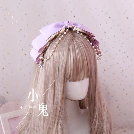 gothic lolita bow hairclip multilayer beads all colors available side by side comparison collection