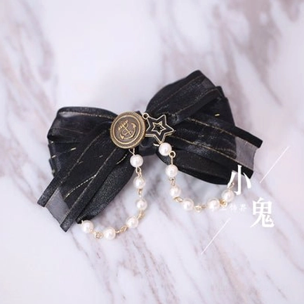 gothic lolita bow hairclip wine red burgundy multilayer beads kc dark romance color palette