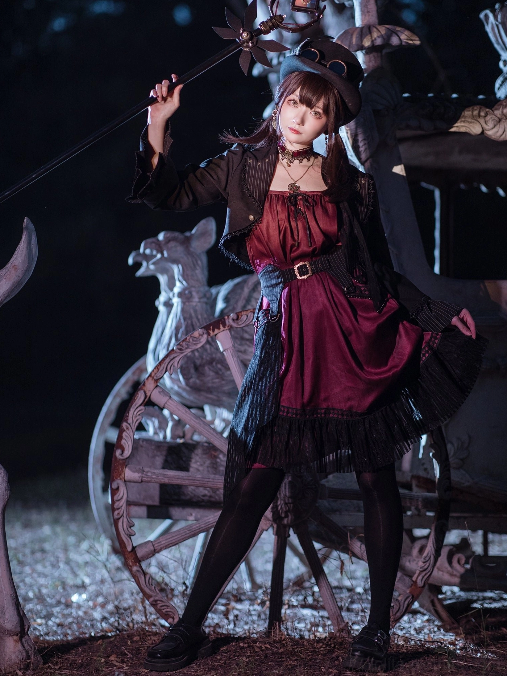 Gothic Lolita cardigan jacket full front view flat lay product shot showing complete design all embellishments