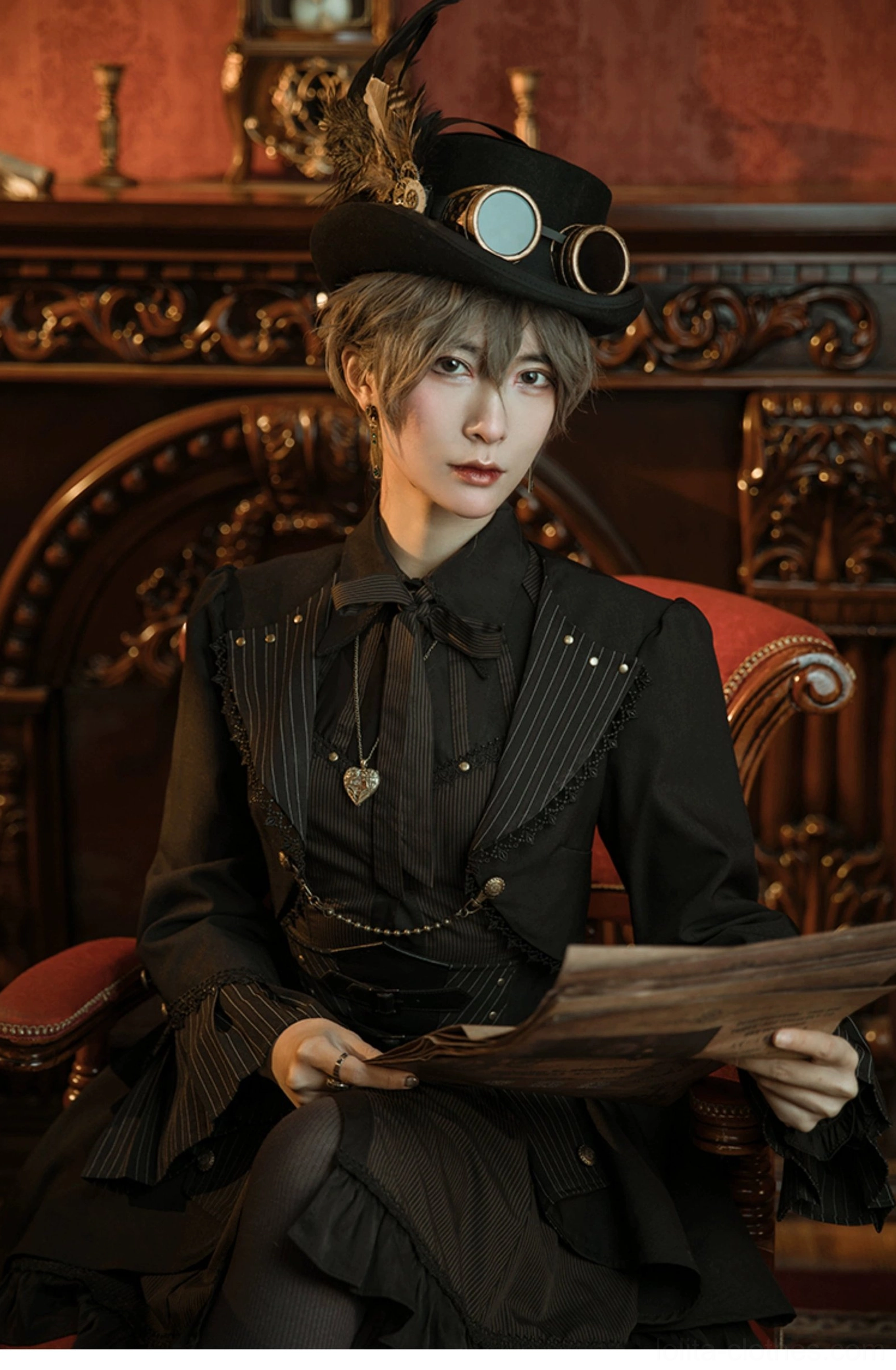 Gothic Lolita cardigan jacket shoulder width measurement chest bust fit area highlighted detail