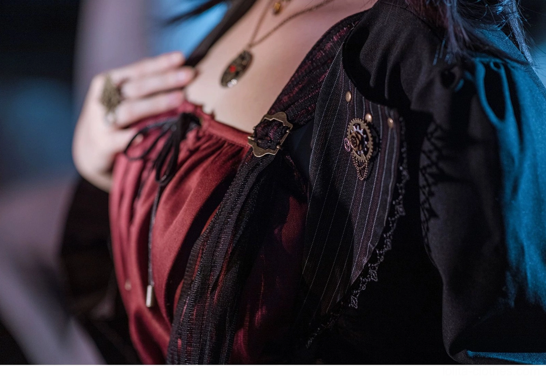 Black cardigan jacket pairing with Lolita skirt complete Gothic Lolita ensemble outfit coordination full look