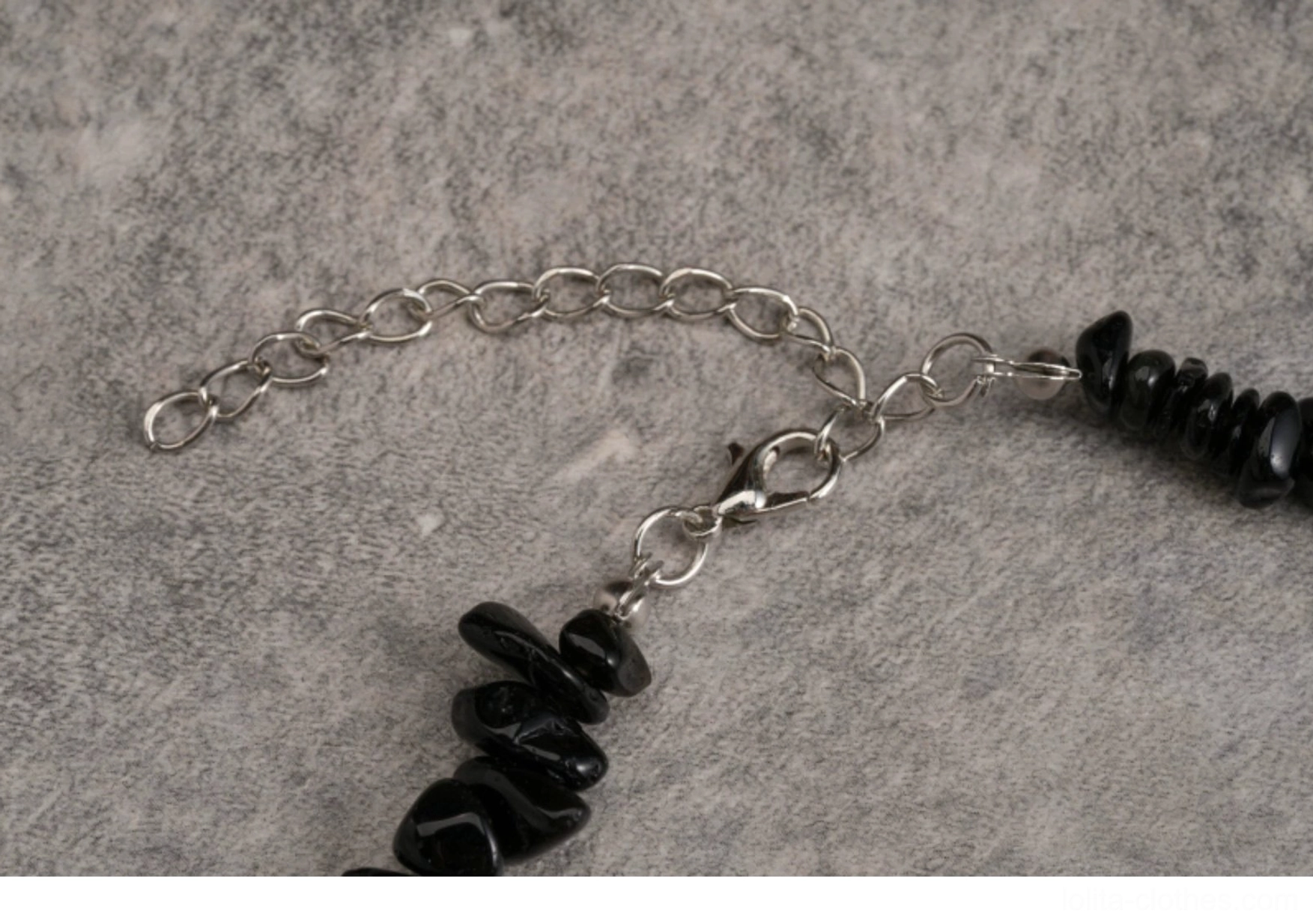 Gothic lolita choker obsidian necklace dark aesthetic fashion accessory vintage hardware detail close-up