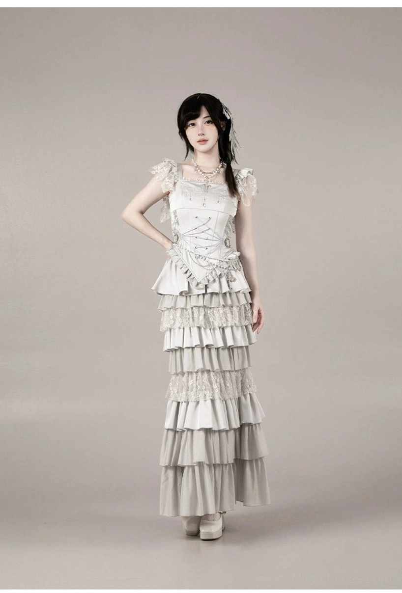 Gothic lolita construction quality detail showing hand-placed embroidery precise tailoring craftsmanship