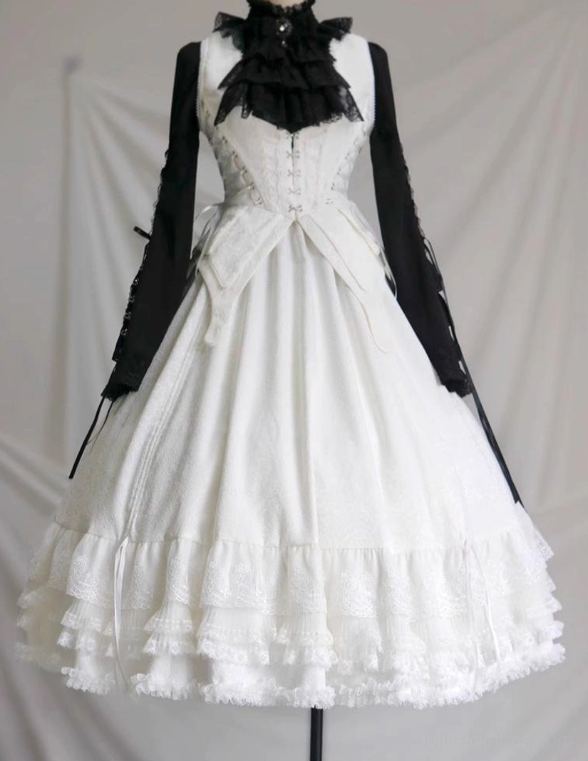 Gothic lolita corset side-lacing detail showing functional lace-up construction, corset-style threading pattern, structural boning support, and authentic corset aesthetic element