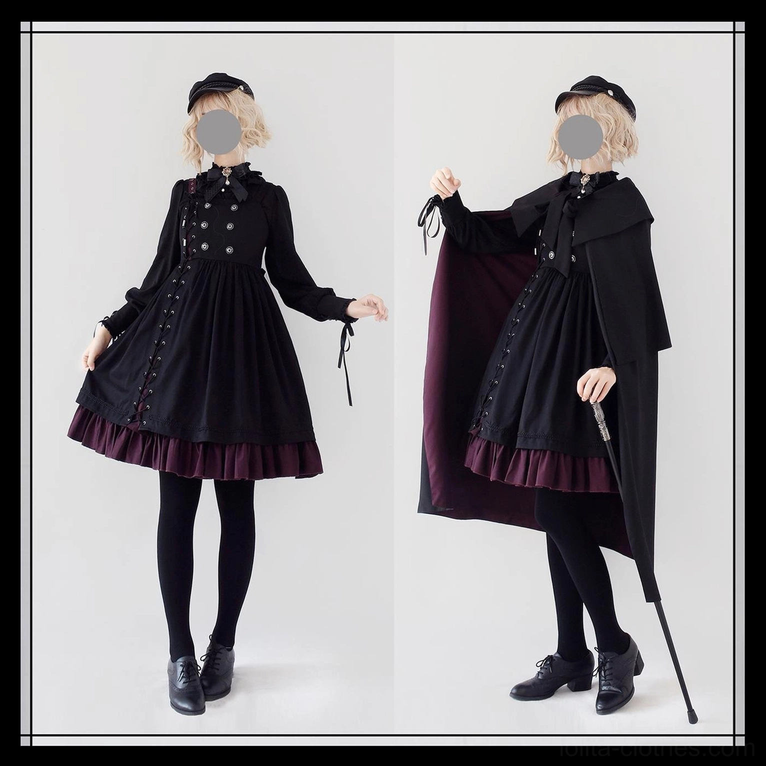 Gothic Lolita dramatic cape styling showing theatrical presence and statement-making potential